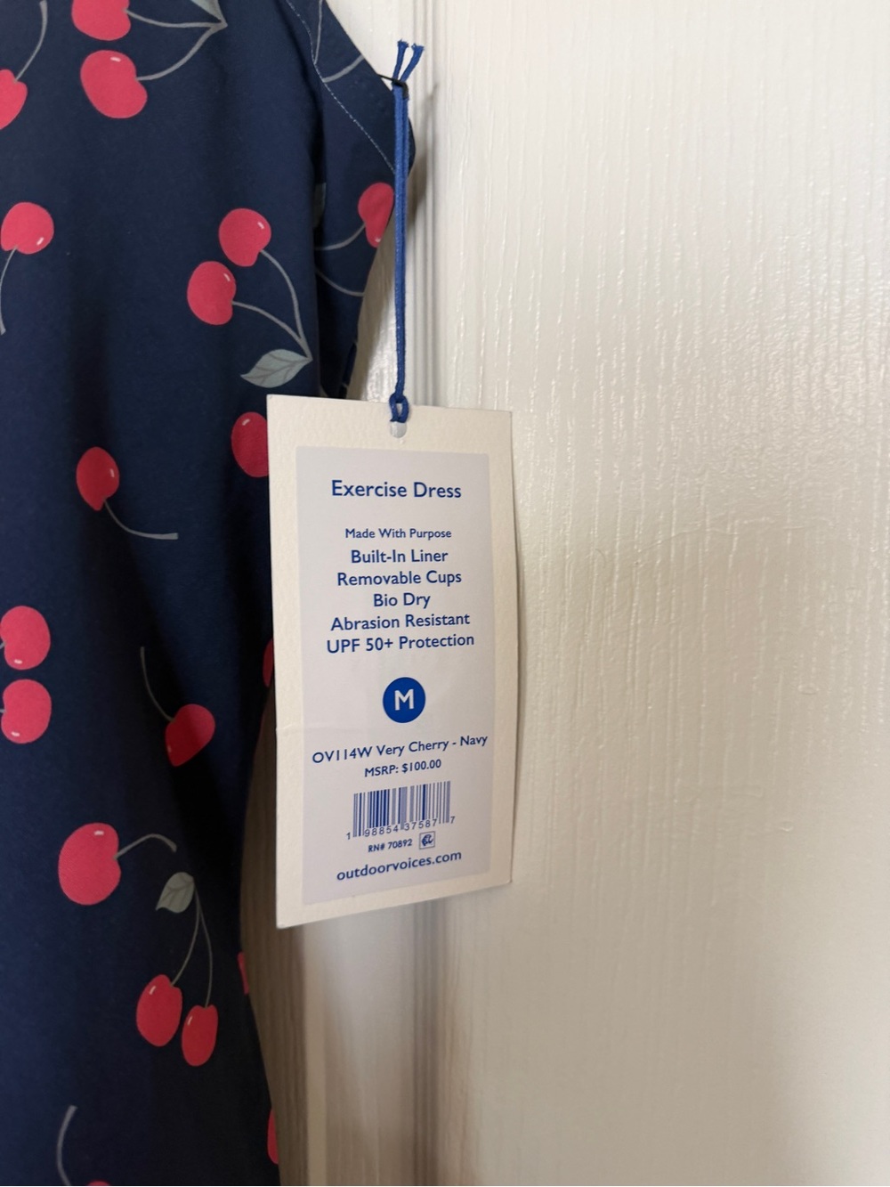 Outdoor Voices size M NWT Navy Cherry Print tennis/pickleball dress - Picture 7 of 7